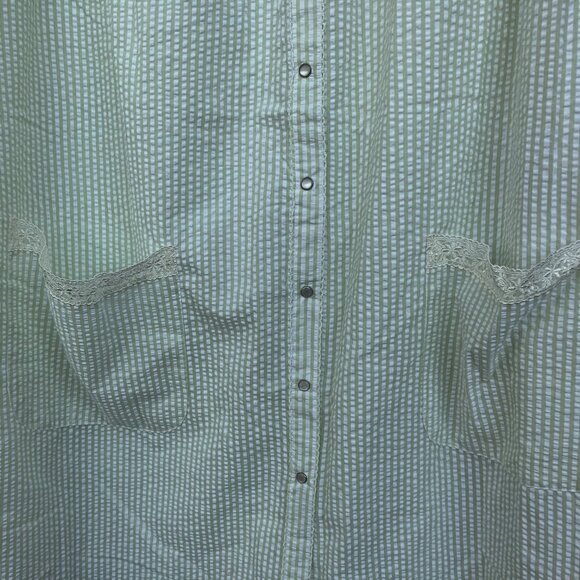 NWT PINK K DUSTER(pair) snapfront seersucker sleeveless pockets lime green Sz XL - Picture 4 of 7